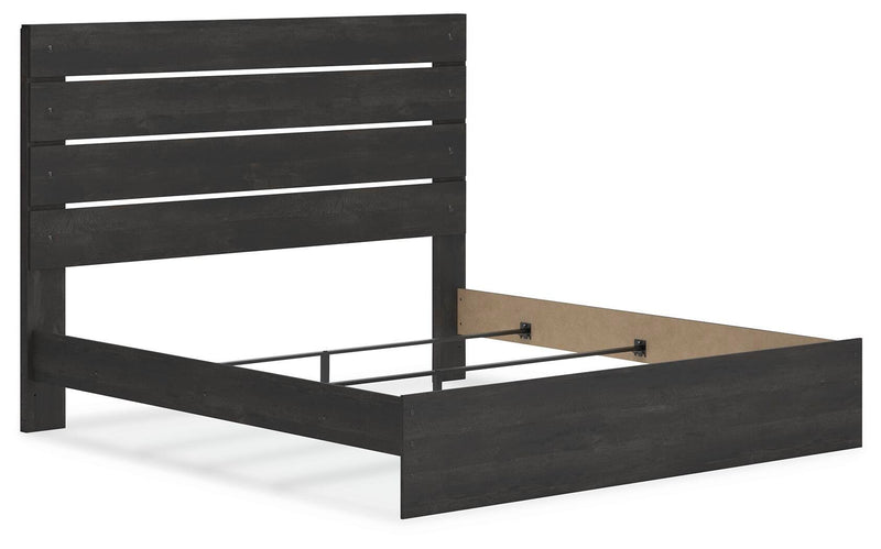 Hollivern King Panel Bed, Dresser, Mirror and Nightstand in Dark Gray - PKG021617