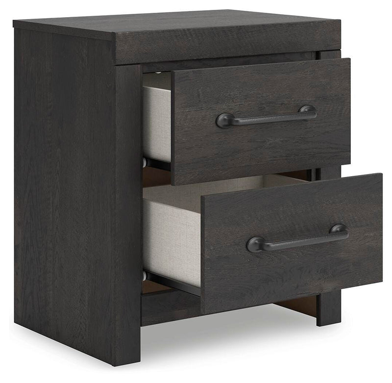 Hollivern King Panel Bed, Dresser, Mirror and Nightstand in Dark Gray - PKG021617