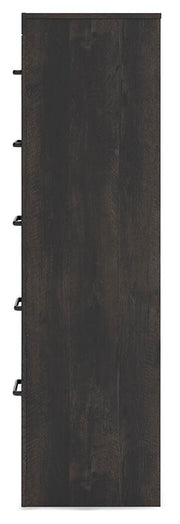 Hollivern King Panel Bed, Dresser, Mirror, Chest and Nightstand in Dark Gray - PKG021619