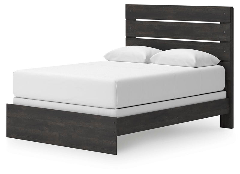 Hollivern Queen Panel Bed, Dresser, Mirror, Chest and 2 Nightstands in Dark Gray - PKG021608