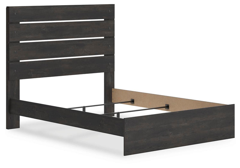Hollivern Queen Panel Bed, Dresser, Mirror, Chest and 2 Nightstands in Dark Gray - PKG021608