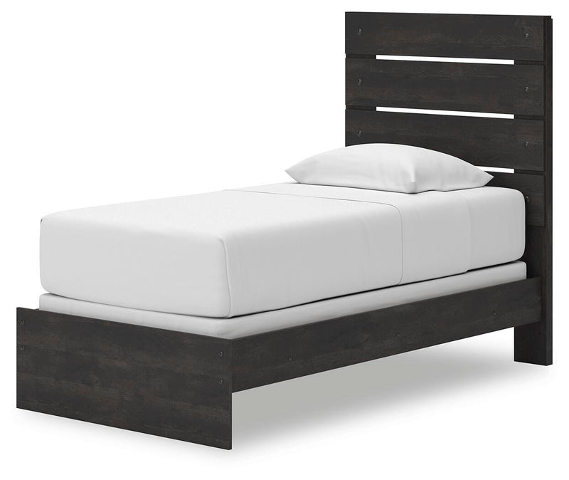 Hollivern Twin Panel Bed, Dresser and Nightstand in Dark Gray - PKG021594