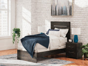 Hollivern Twin Panel Bed, Dresser, Mirror, Chest and Nightstand in Dark Gray - PKG021592