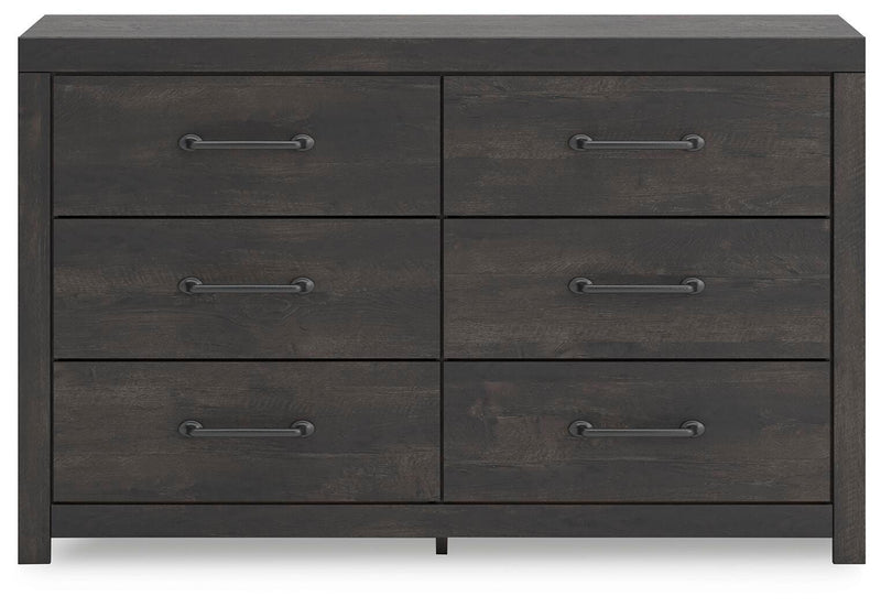 Hollivern Twin Panel Bed with Storage and Dresser in Dark Gray - PKG021644