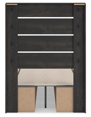 Hollivern Twin Panel Bed with Storage, Dresser and Mirror in Dark Gray - PKG021638