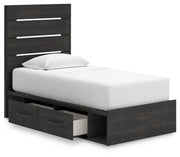 Hollivern Twin Panel Bed with Storage, Dresser and Nightstand in Dark Gray - PKG021645