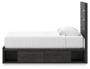 Hollivern Twin Panel Bed with Storage, Dresser and Nightstand in Dark Gray - PKG021645