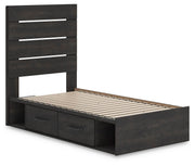Hollivern Twin Panel Bed with Storage, Dresser and Nightstand in Dark Gray - PKG021645