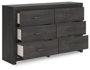 Hollivern Twin Panel Bed with Storage, Dresser and Nightstand in Dark Gray - PKG021645