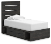 Hollivern Twin Panel Storage Bed, Dresser and Nightstand in Dark Gray - PKG021629