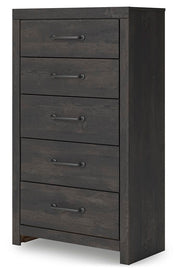 Hollivern Twin Panel Storage Bed, Dresser, Mirror, Chest and Nightstand in Dark Gray - PKG021627