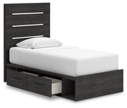 Hollivern Twin Panel Storage Bed, Dresser, Mirror, Chest and Nightstand in Dark Gray - PKG021627