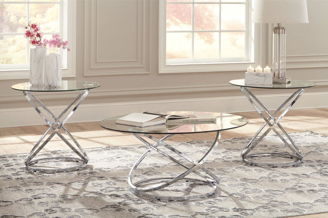 Hollynyx Chrome Finish Table (Set of 3) - Gate FurnitureOccasional Table Set