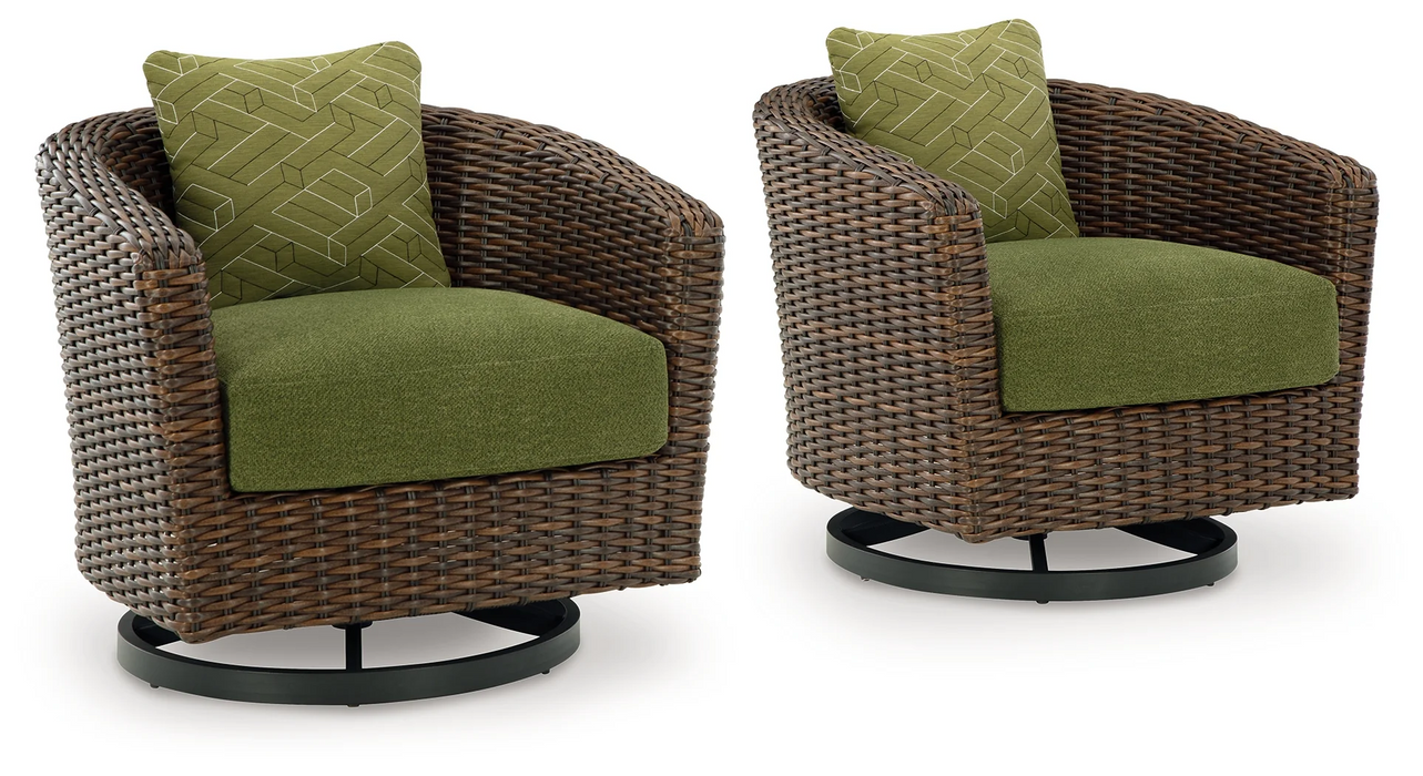 Horizon Hall Brown/Green Outdoor Swivel Lounge Chair with Cushion