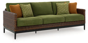 Horizon Hall Outdoor Sofa and 2 Chairs with Coffee Table in Brown/Green from Ashley - Lara Furniture