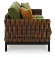Horizon Hall Outdoor Sofa and 2 Chairs with Coffee Table in Brown/Green from Ashley - Lara Furniture