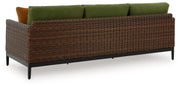 Horizon Hall Outdoor Sofa and 2 Chairs with Coffee Table in Brown/Green from Ashley - Lara Furniture