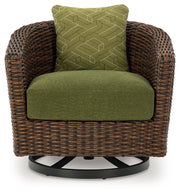 Horizon Hall Outdoor Sofa and 2 Chairs with Coffee Table in Brown/Green from Ashley - Lara Furniture