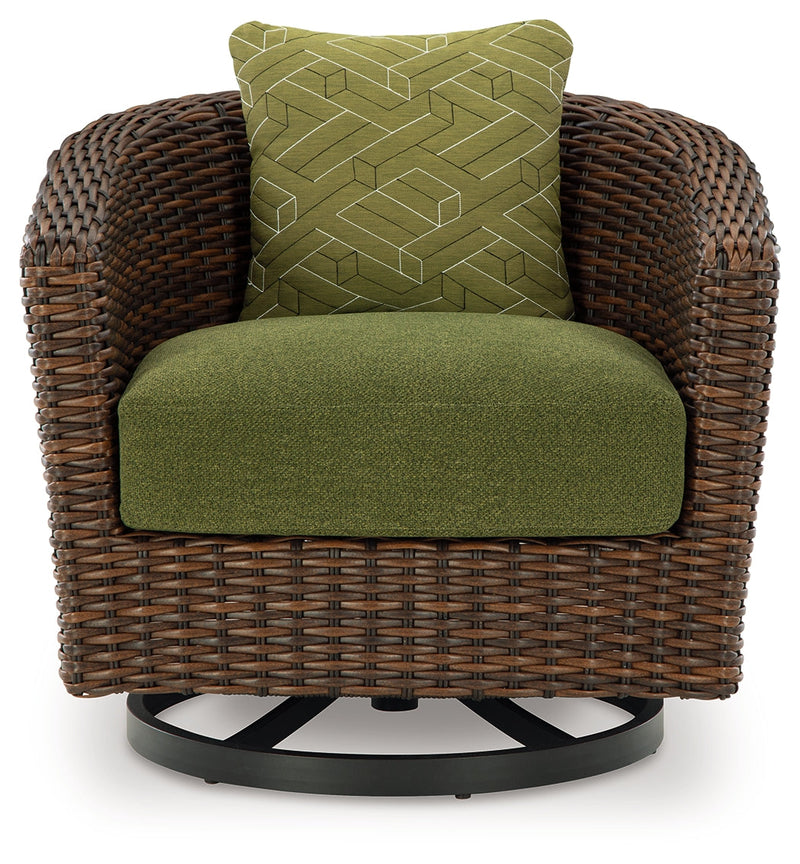 Horizon Hall Outdoor Sofa and 2 Chairs with Coffee Table in Brown/Green from Ashley - Lara Furniture