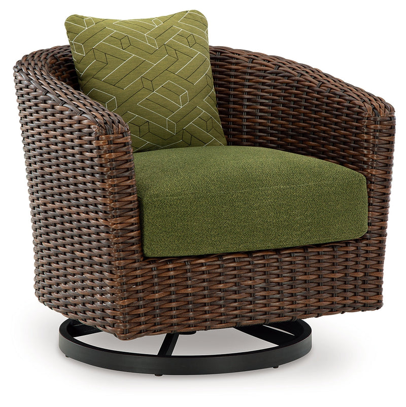 Horizon Hall Outdoor Sofa and 2 Chairs with Coffee Table in Brown/Green from Ashley - Lara Furniture