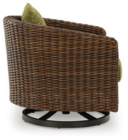 Horizon Hall Outdoor Sofa and 2 Chairs with Coffee Table in Brown/Green from Ashley - Lara Furniture