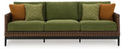 Horizon Hall Outdoor Sofa and 2 Chairs with Coffee Table in Brown/Green from Ashley - Lara Furniture