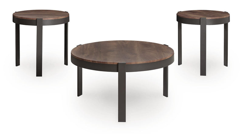 Horizon Hills Brown/Black Table (Set of 3) - T186-13