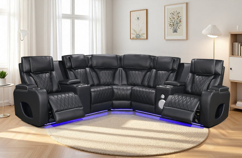 Houston Black 3-pc Sectional - HOUSTON-BK-3-PC-SEC