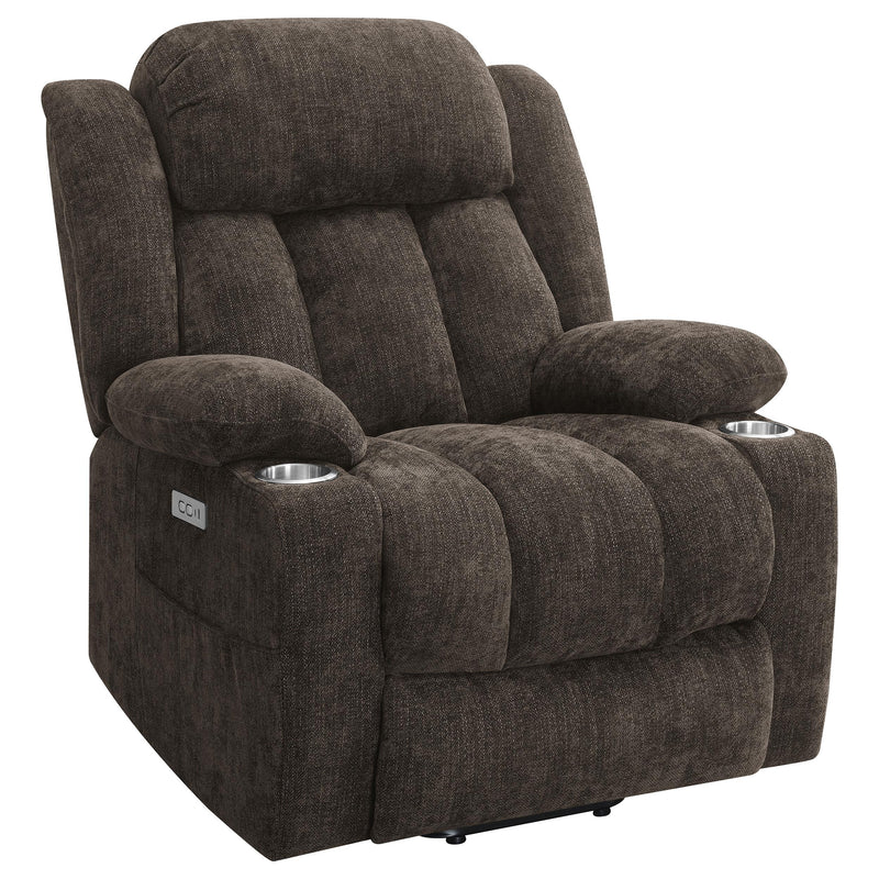 Houston Upholstered Power Lift Recliner Chair Dark Brown - 603233P