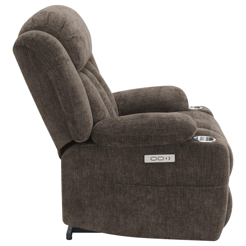 Houston Upholstered Power Lift Recliner Chair Dark Brown - 603233P