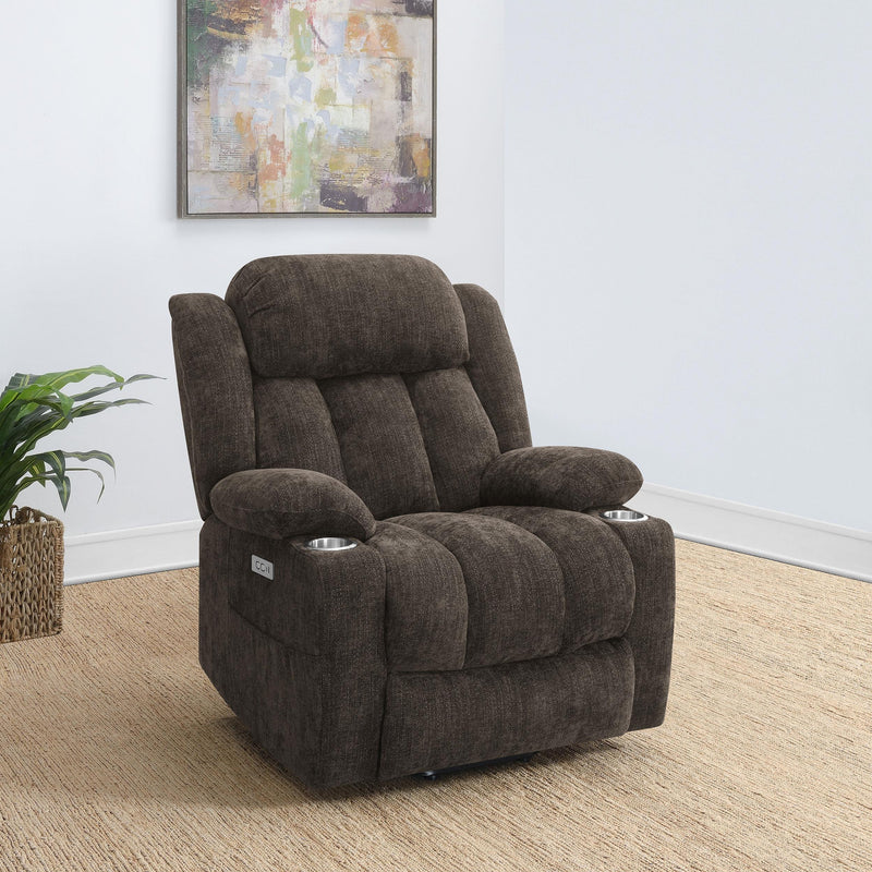 Houston Upholstered Power Lift Recliner Chair Dark Brown - 603233P