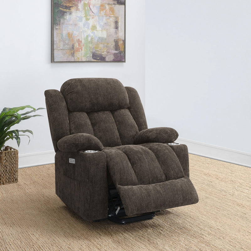 Houston Upholstered Power Lift Recliner Chair Dark Brown - 603233P