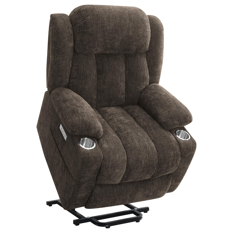 Houston Upholstered Power Lift Recliner Chair Dark Brown - 603233P