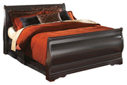 Huey Vineyard Queen Sleigh Bed with Mirrored Dresser, Chest and Nightstand in Black from Ashley - Lara Furniture