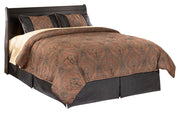 Huey Vineyard Queen Sleigh Headboard Bed with Mirrored Dresser and Chest in Black from Ashley - Lara Furniture
