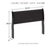 Huey Vineyard Queen Sleigh Headboard Bed with Mirrored Dresser, Chest and Nightstand in Black from Ashley - Lara Furniture
