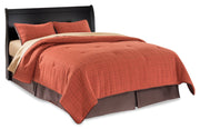 Huey Vineyard Queen Sleigh Headboard Bed with Mirrored Dresser in Black from Ashley - Lara Furniture