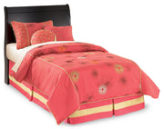 Huey Vineyard Twin Sleigh Headboard Bed with Mirrored Dresser and 2 Nightstands in Black from Ashley - Lara Furniture