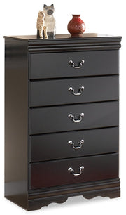 Huey Vineyard Twin Sleigh Headboard Bed with Mirrored Dresser and Chest in Black from Ashley - Lara Furniture