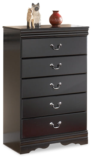 Huey Vineyard Twin Sleigh Headboard Bed with Mirrored Dresser and Chest in Black from Ashley - Lara Furniture