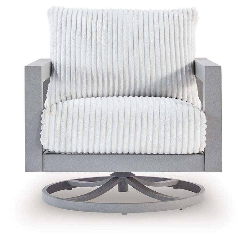 Hurley Park Gray Outdoor Sofa, 2 Lounge Chairs and Coffee Table - PCP695P2