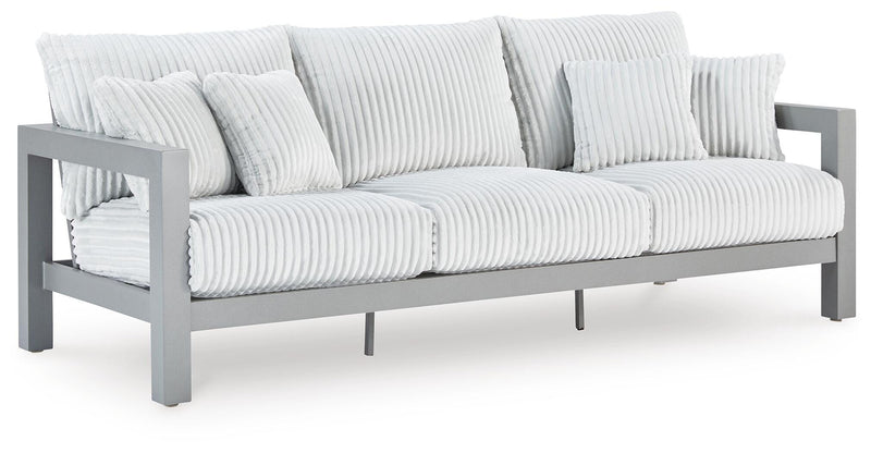 Hurley Park Gray Outdoor Sofa, 2 Lounge Chairs and Coffee Table - PCP695P2
