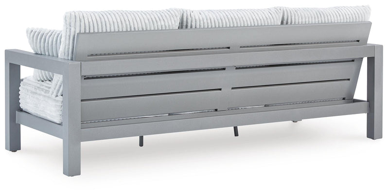 Hurley Park Outdoor Sofa and Loveseat with Coffee Table and 2 End Tables in Gray - PKG021165