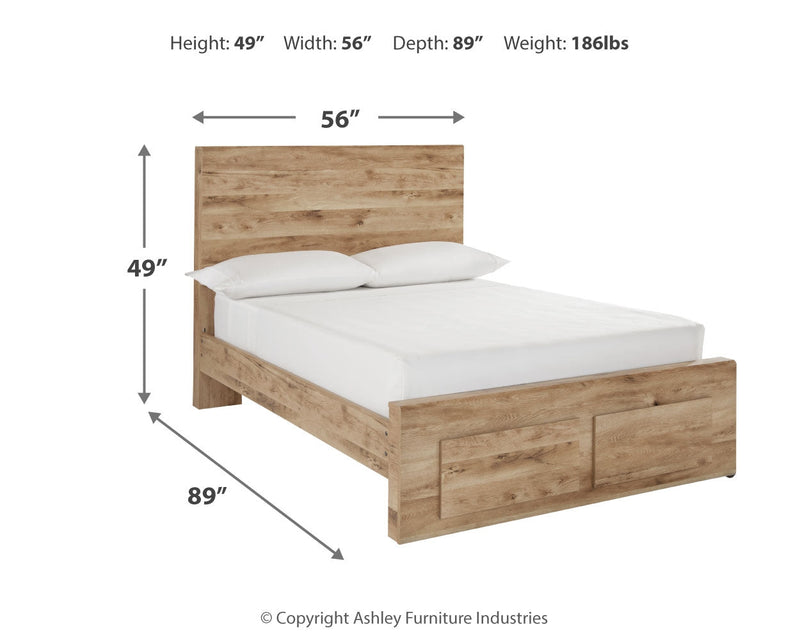 Hyanna Full Panel Storage Bed with Mirrored Dresser and Nightstand in Tan Brown from Ashley - Lara Furniture