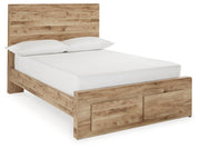 Hyanna Full Panel Storage Bed with Mirrored Dresser and Nightstand in Tan Brown from Ashley - Lara Furniture