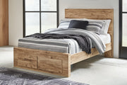 Hyanna Full Panel Storage Bed with Mirrored Dresser, Chest and 2 Nightstands in Tan Brown from Ashley - Lara Furniture