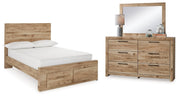 Hyanna Full Panel Storage Bed with Mirrored Dresser in Tan Brown from Ashley - Lara Furniture