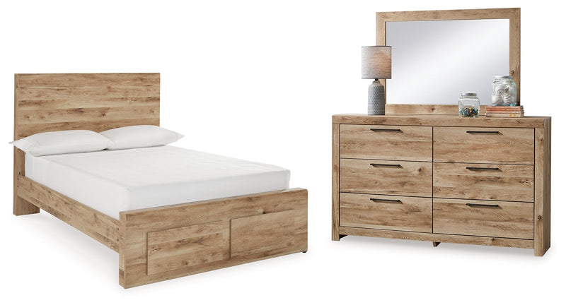 Hyanna Full Panel Storage Bed with Mirrored Dresser in Tan Brown from Ashley - Lara Furniture