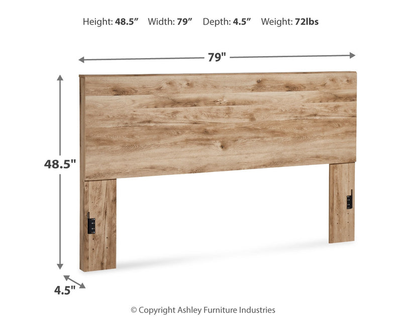Hyanna King Panel Headboard with Mirrored Dresser, Chest and Nightstand in Tan Brown - PKG015294