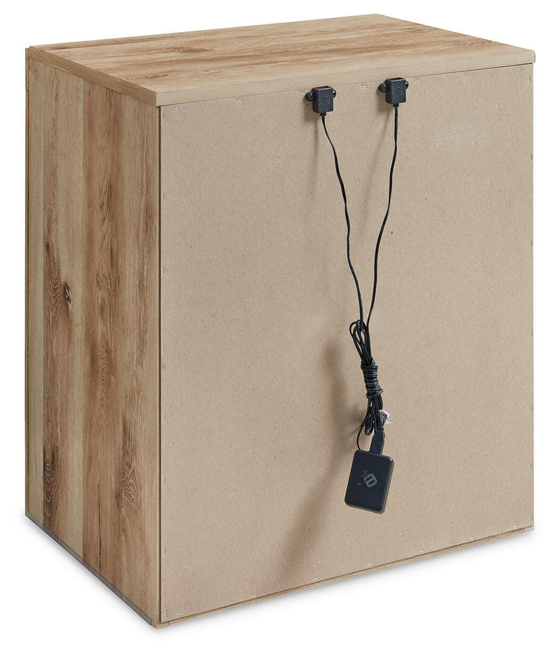 Hyanna King Panel Storage Bed with 2 Under Bed Storage Drawers, Dresser, Mirror, Chest and Nightstand in Tan Brown - PKG015342